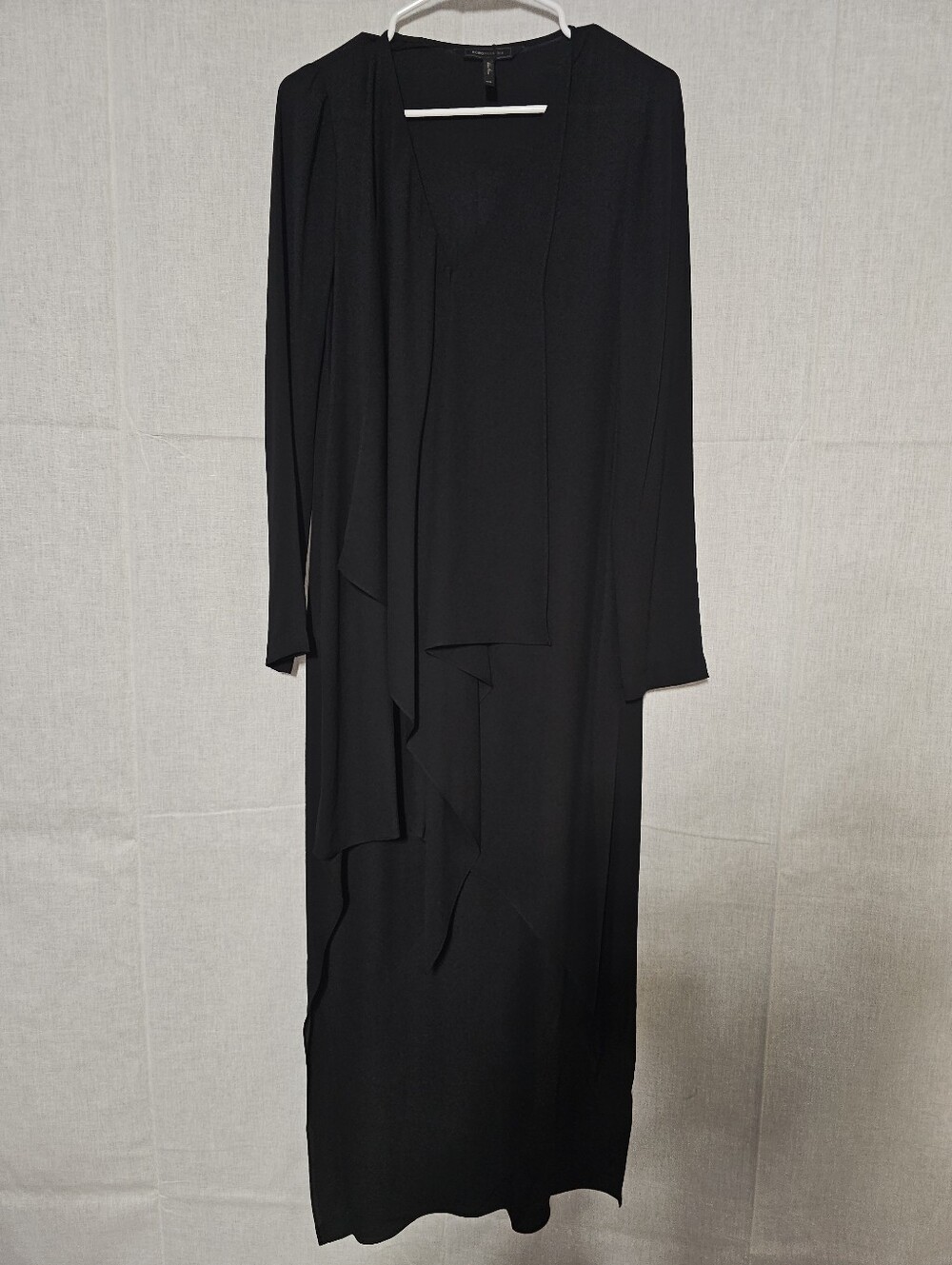 Elegant Black Long Sleeve Draped Maxi Top - Women
